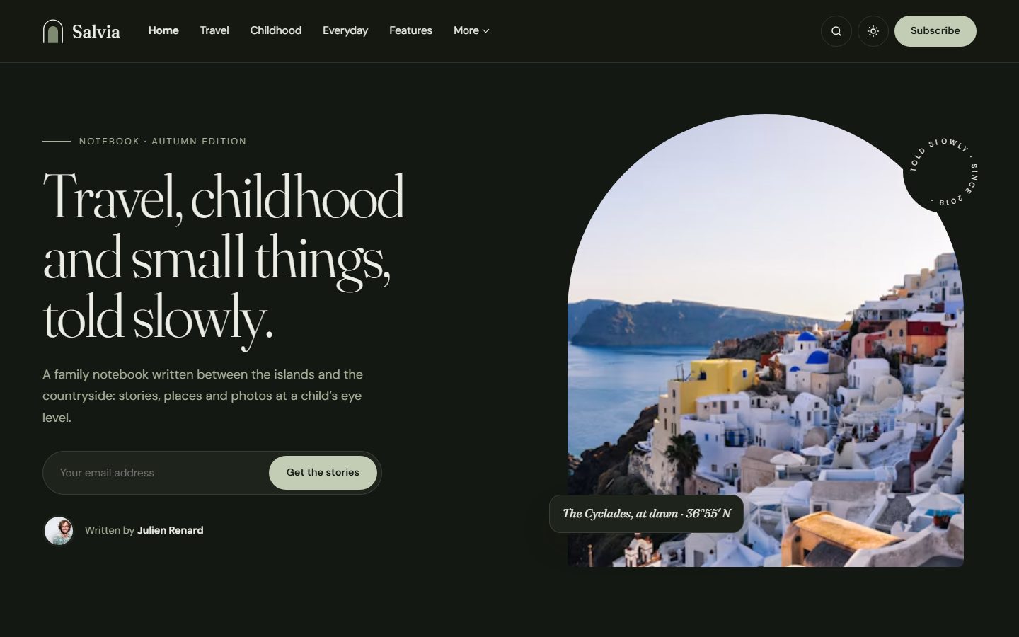 Salvia homepage in dark mode