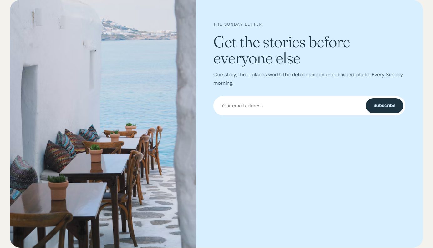 The newsletter block with a photo