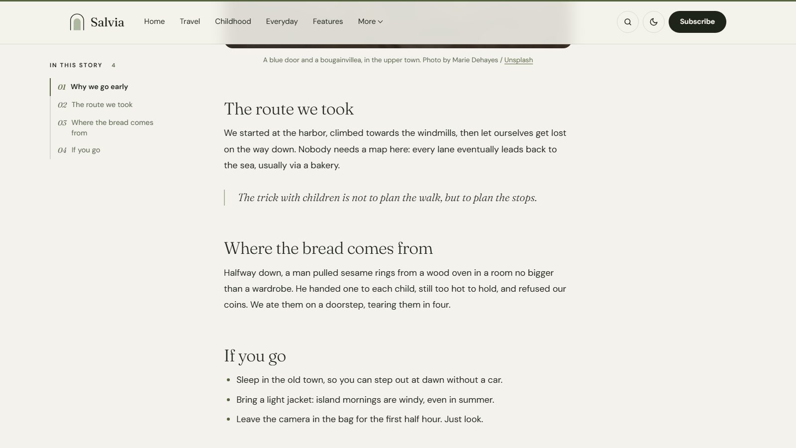 Article with the table of contents in the margin